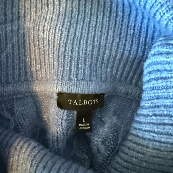 Talbots Blue Cableknit Turtleneck Sweater - Picture 4 of 4